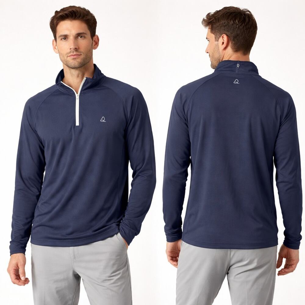 DEOLAX XL Navy 1/4 Zip Mock Neck Long Sleeve Activewear Pullover for Men